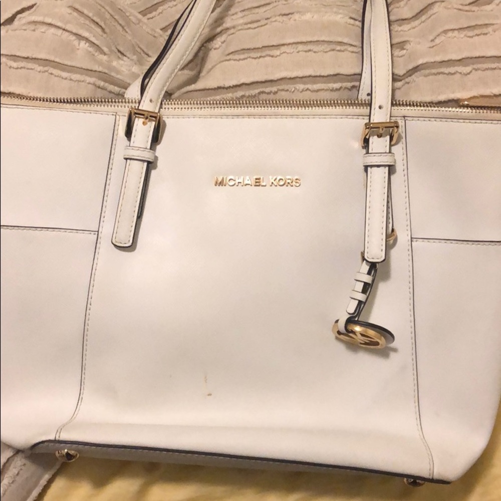 White Michael kors large purse